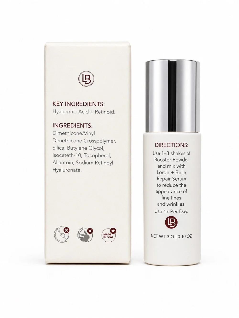 Lorde + Belle Wrinkle Reducing Booster 3g Anti-Aging Skincare Powder NIB